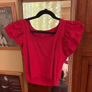 Scarlet Ruffle Sleeve Blouse